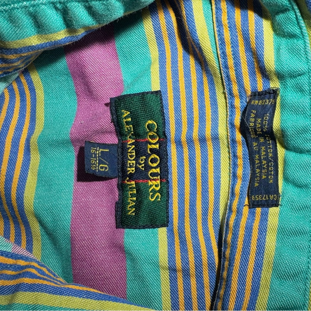 VTG Colors By Alexander Julian Large Multicolor Stripe Button Shirt - Picture 4 of 6